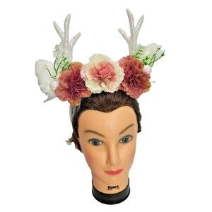 Handmade Light-Up Floral Antler Headband LED Deer Antlers Festival Costume NWOT